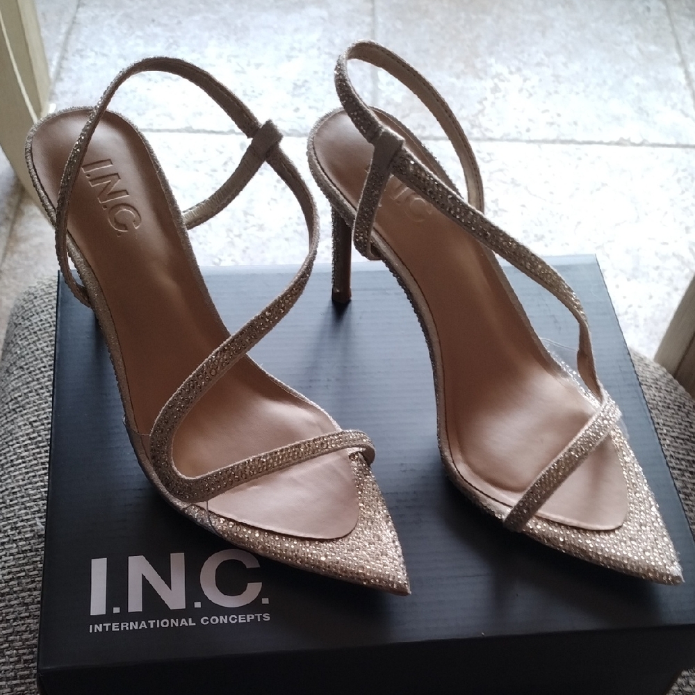 INC International Concepts Women's Glittering Gold Heels